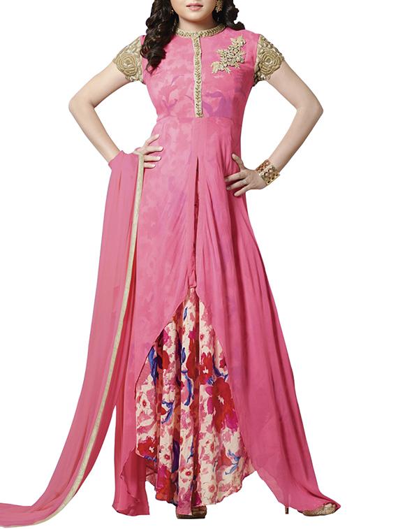pink georgette suit