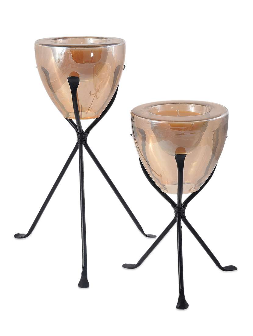 gold candle stand- set of 2