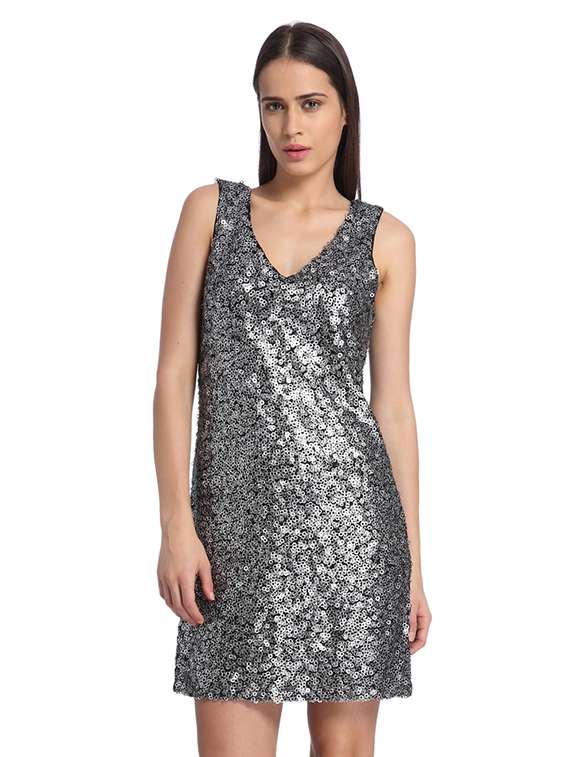 vero moda silver dress VMBEKKA Midi dress | Medium Grey