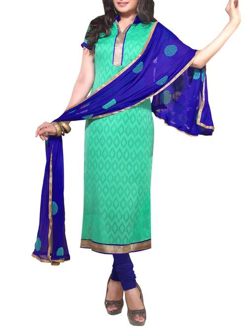 royal blue and green combination dress Buy online Sea , Mix Cotton Materials. from Suits & Dress material for Women by Swaron for ₹1129 at 47% off green and blue combination