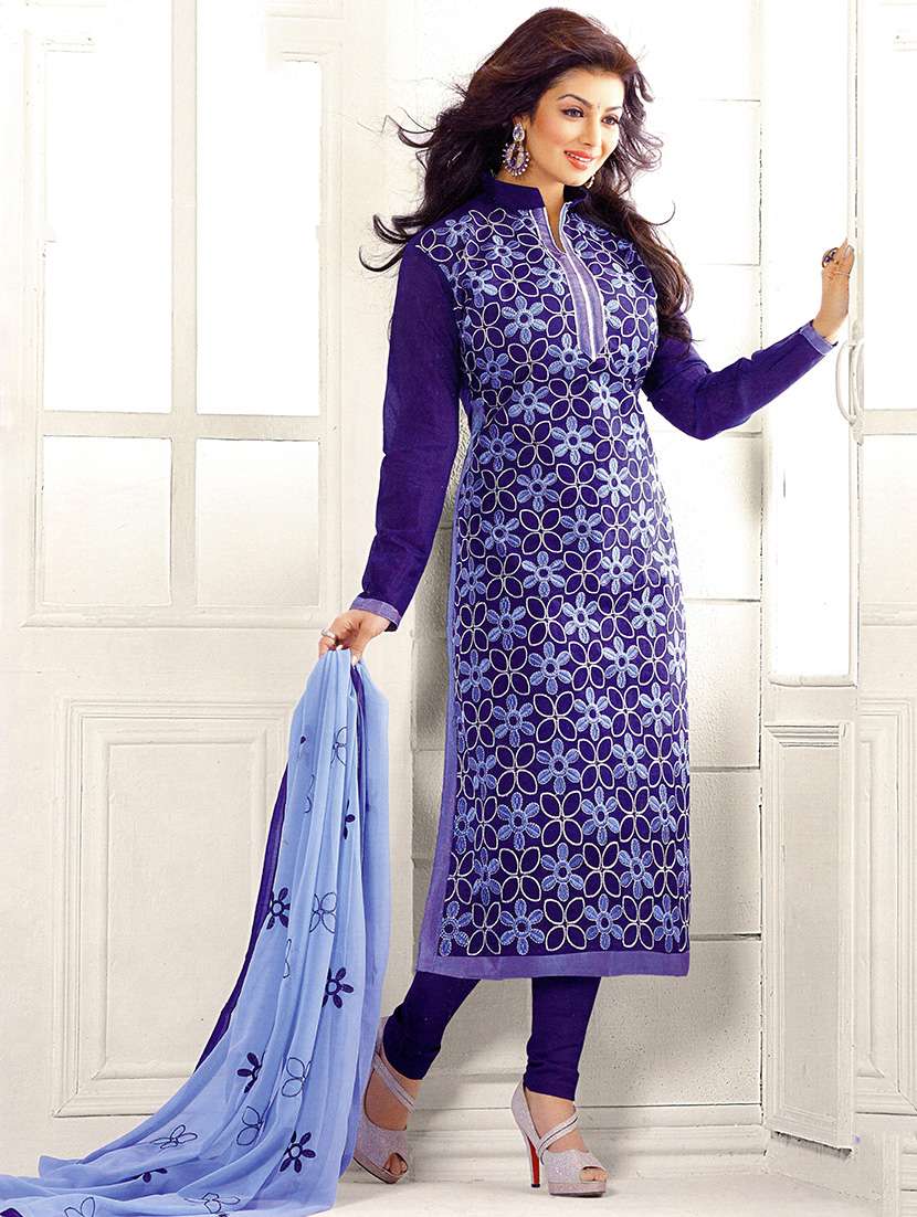 chanderi silk dress material online india Green Chanderi Silk Dress Material With Delicate Floral Sequins Embroi