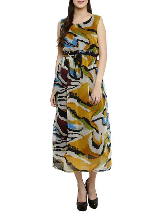 multicolour chiffon dress