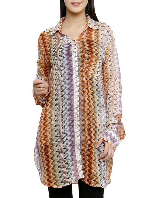 grey printed chiffon shirt tunic - 9841001 - Standard Image - 0