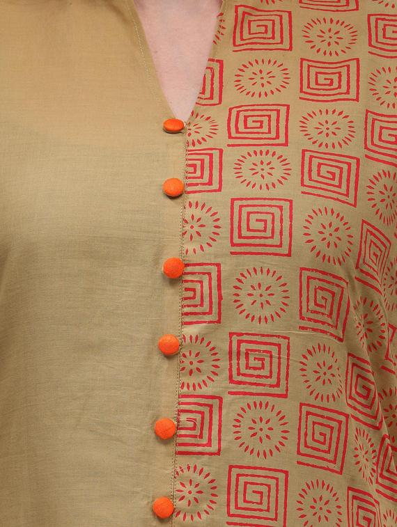 beige cotton kurta - 9841762 - Standard Image - 3
