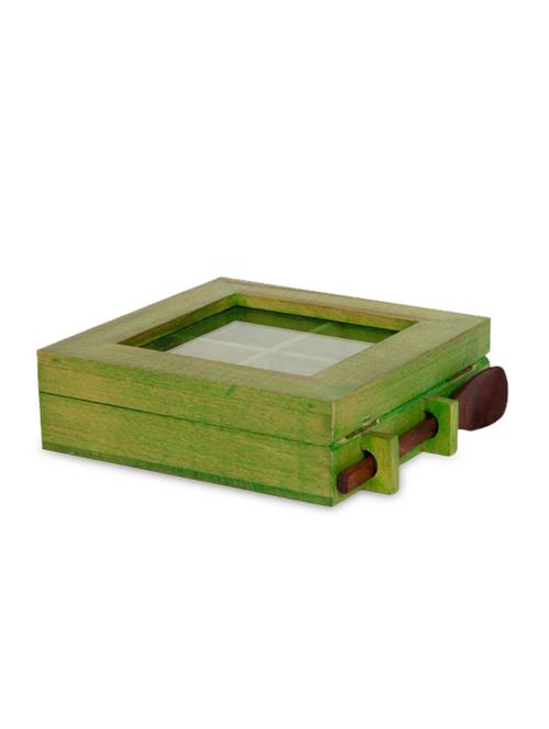Wooden Spice Box With Spoon - ExclusiveLane