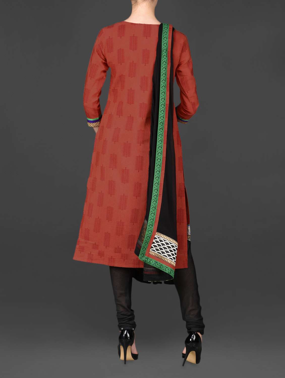 Leaf Printed Embroidered Border Unstitched Suit Set - 985099 -  Standard Image - 3