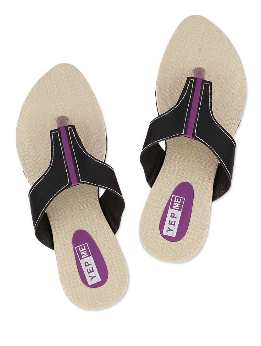 Buy online Synthetic Black Purple Toe Separator Sandals from