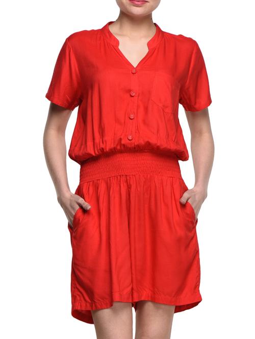 red rayon romper - 988502 - Standard Image - 0