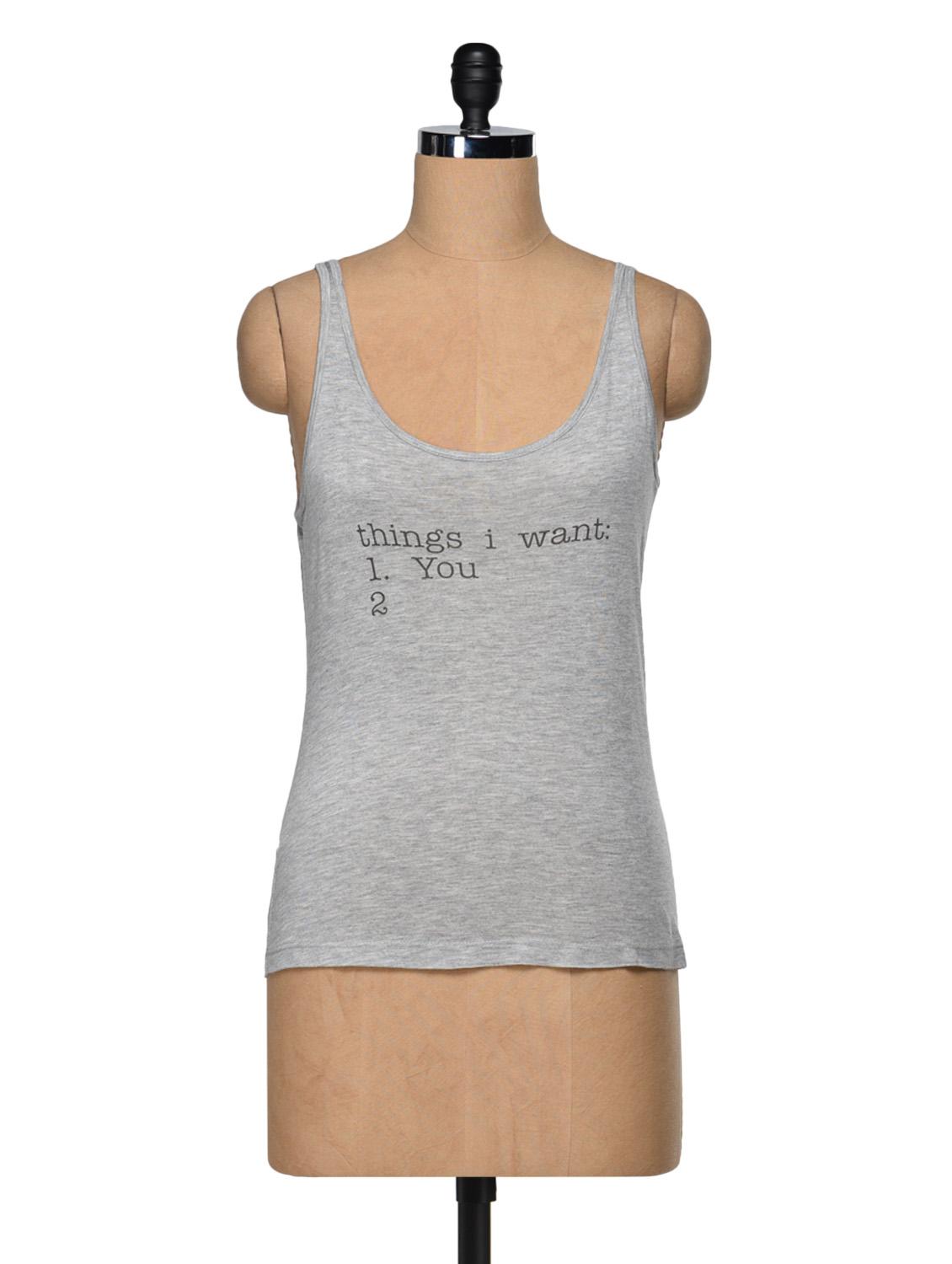 grey quoted sleeveless top - 988503 -  Zoom Image - 0