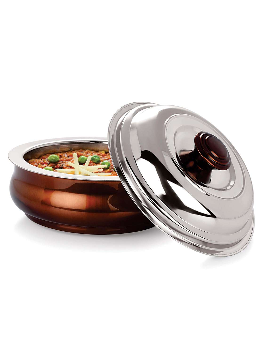 nanonine s.s insulated belly serving pot, 1000ml, copper