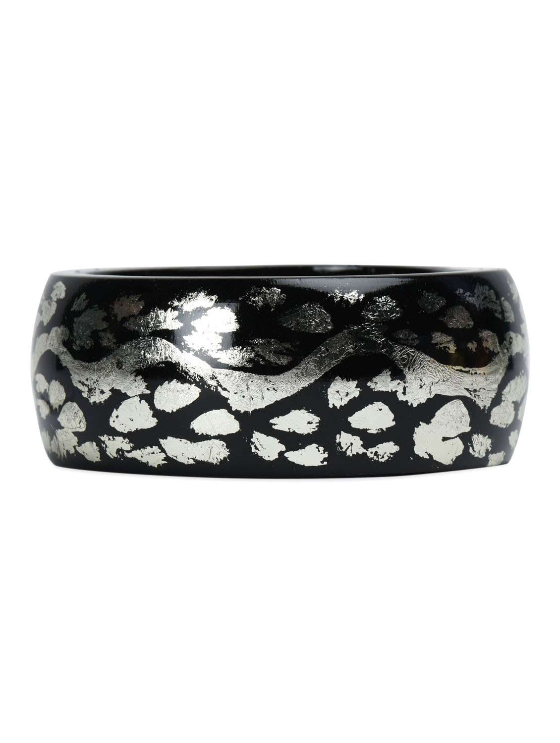 black & silver wooden bangle