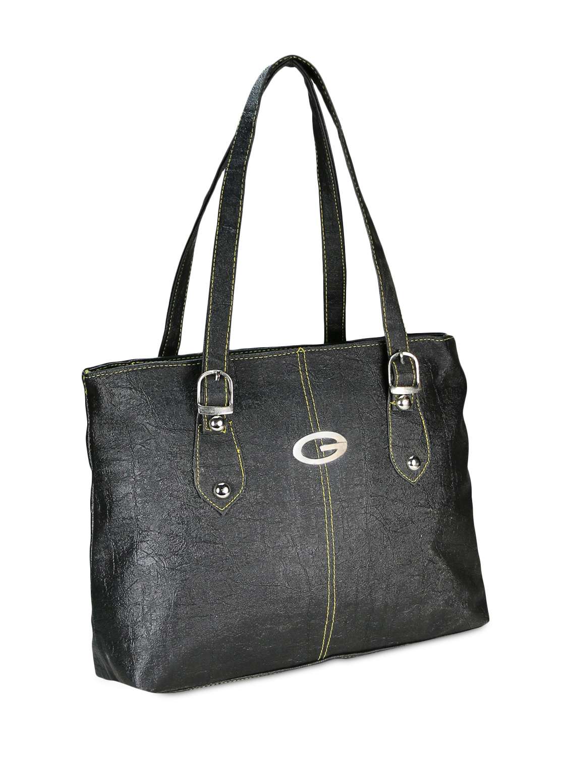 black leatherette handbag