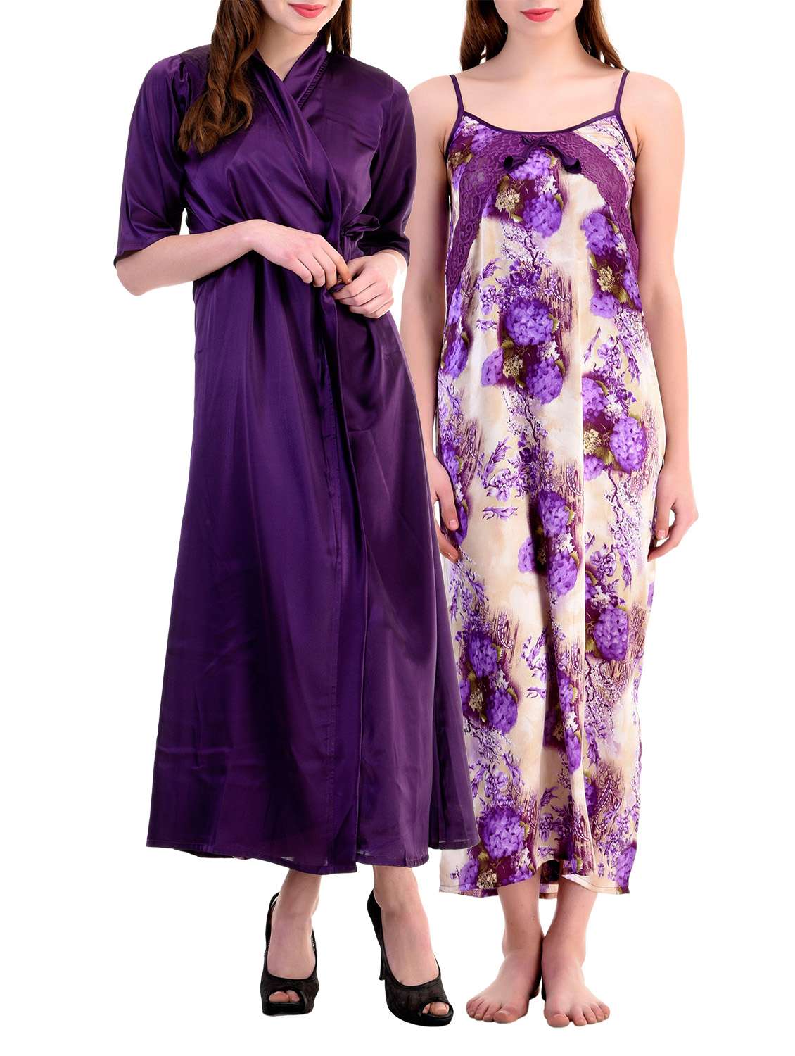 purple satin night suit