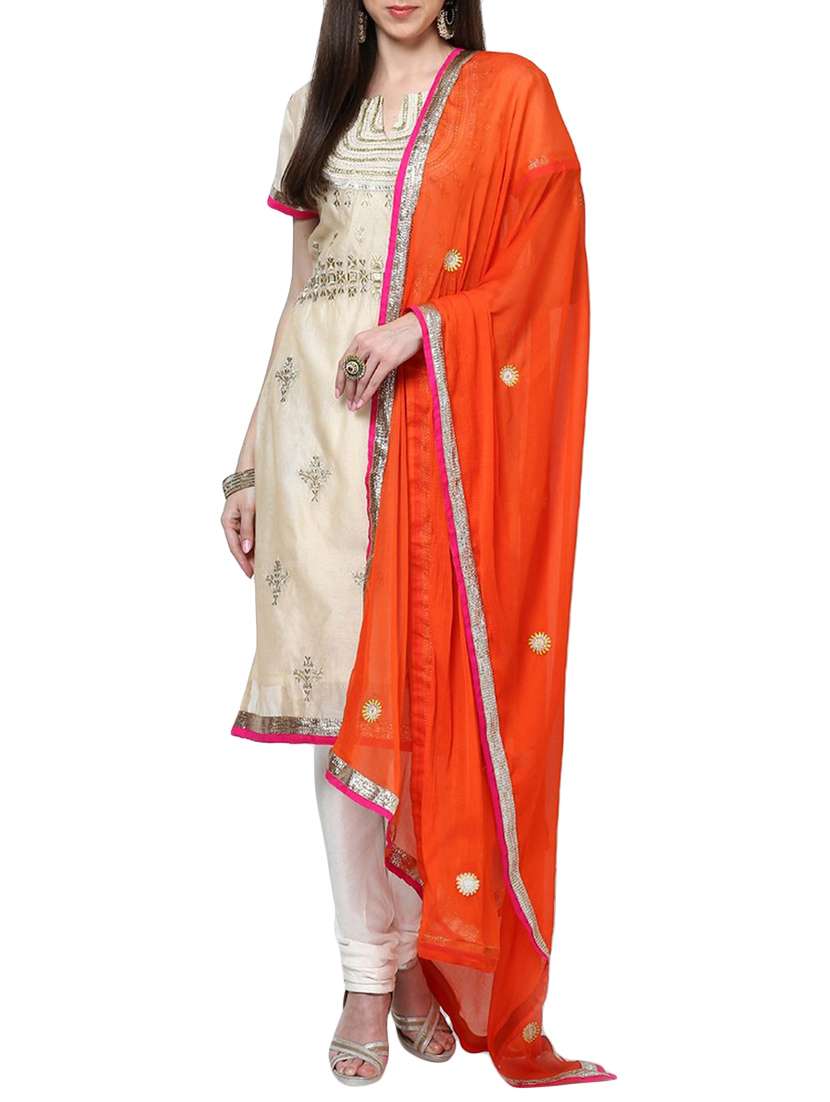 cream  chanderi silk suits.