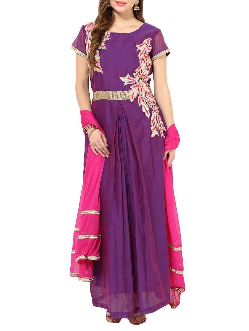 purple  chanderi silk suits.