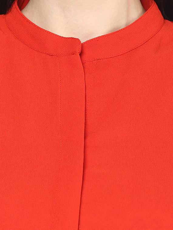 the vanca vermillion georgette shirt with butterfly sleeves - 9932779 - Standard Image - 3