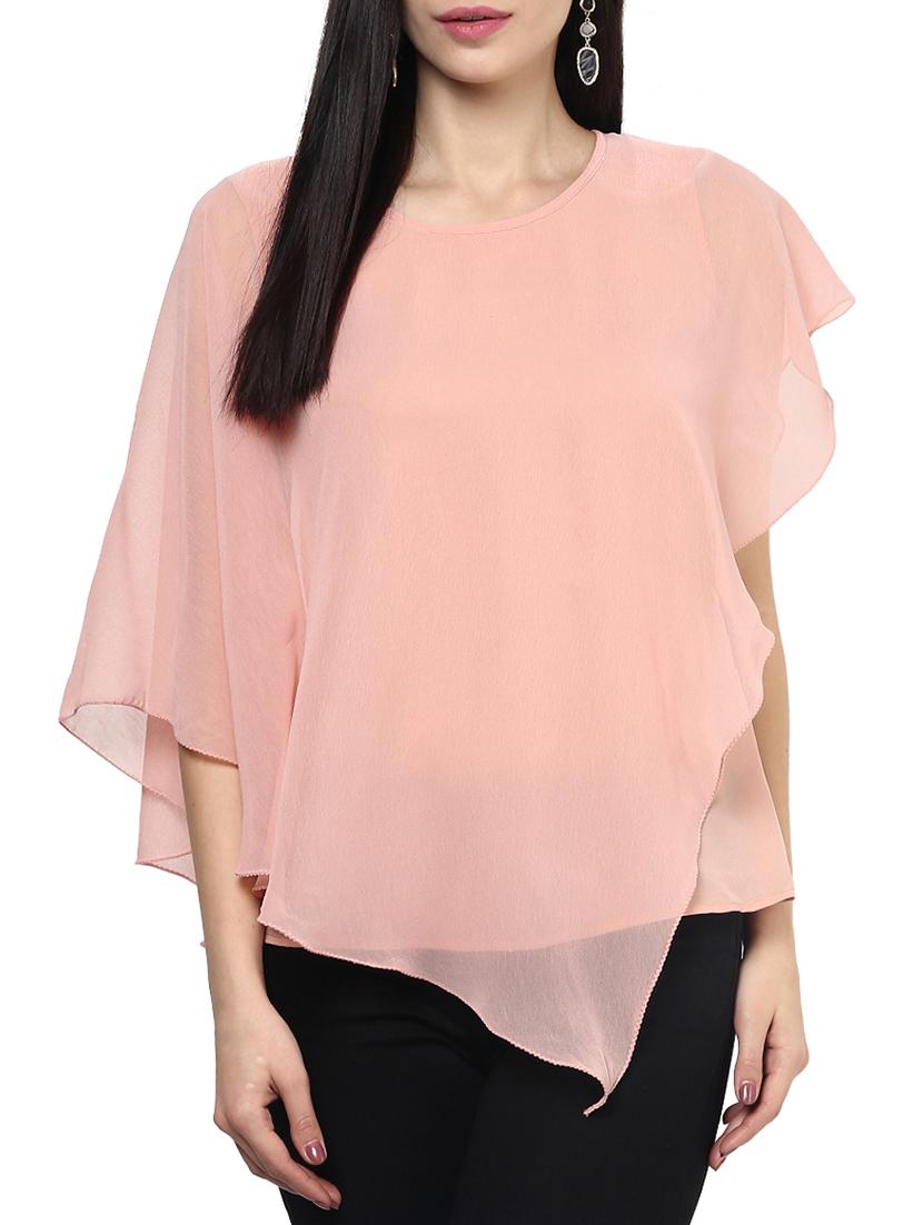 the vanca peach layered georgette top - 9932781 - Zoom Image - 0