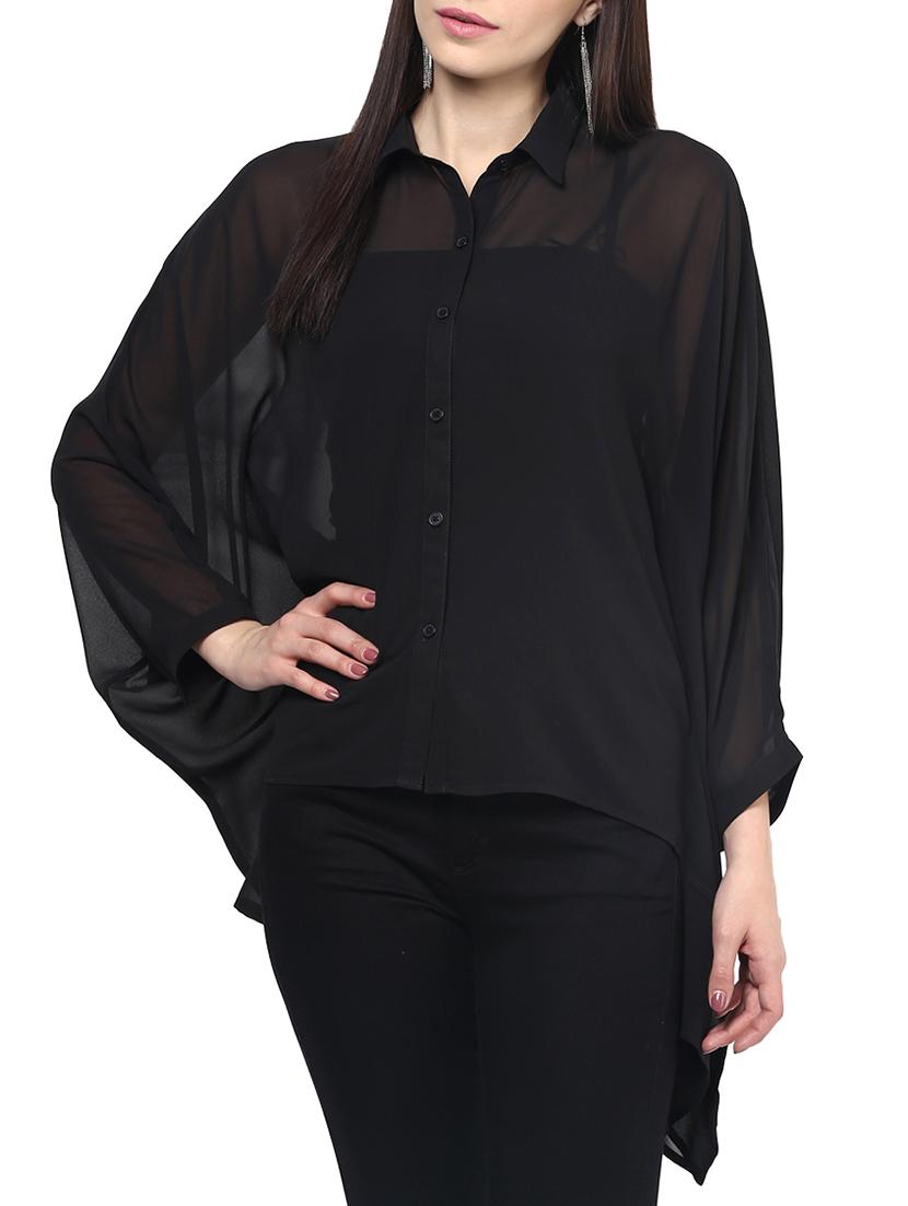 the vanca black georgette shirt with bat sleeves - 9932784 - Zoom Image - 0