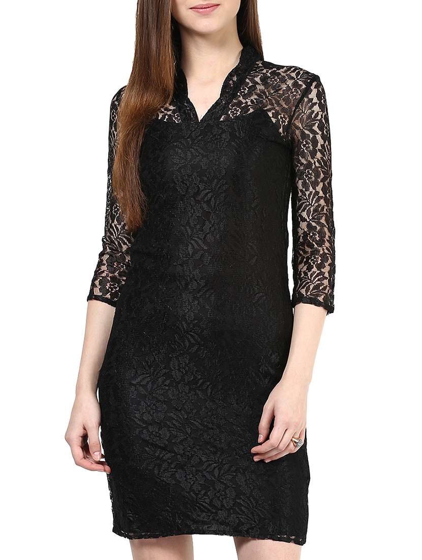 the vanca black lace detailed sheath dress - 9932807 -  Zoom Image - 0