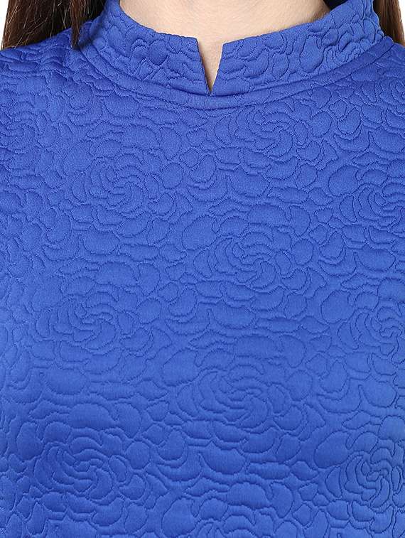the vanca cobalt blue floral textured dress - 9932808 - Standard Image - 3