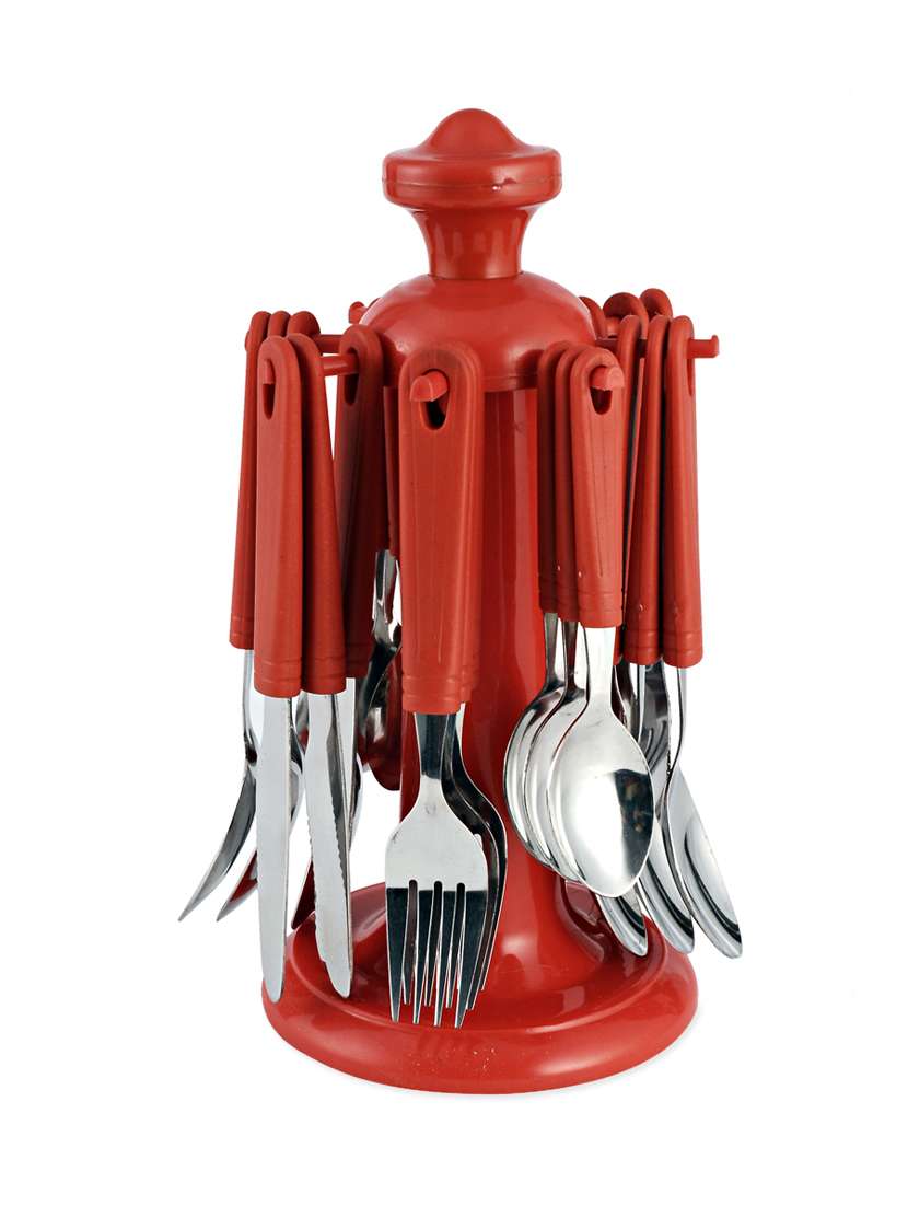 Buy online Red Cutlery Set With Stand from Cutlery for Unisex by