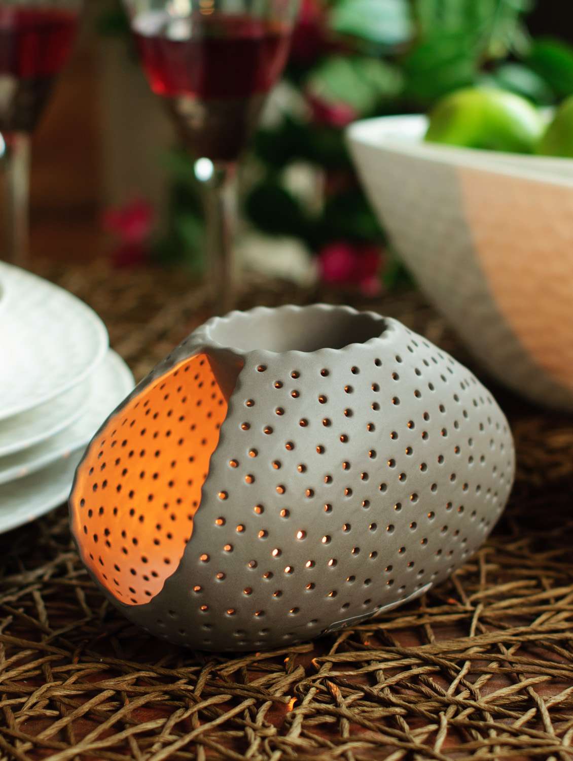 Buy online Foyer Light Taupe Ceramic Tea Light Oil Burner from home