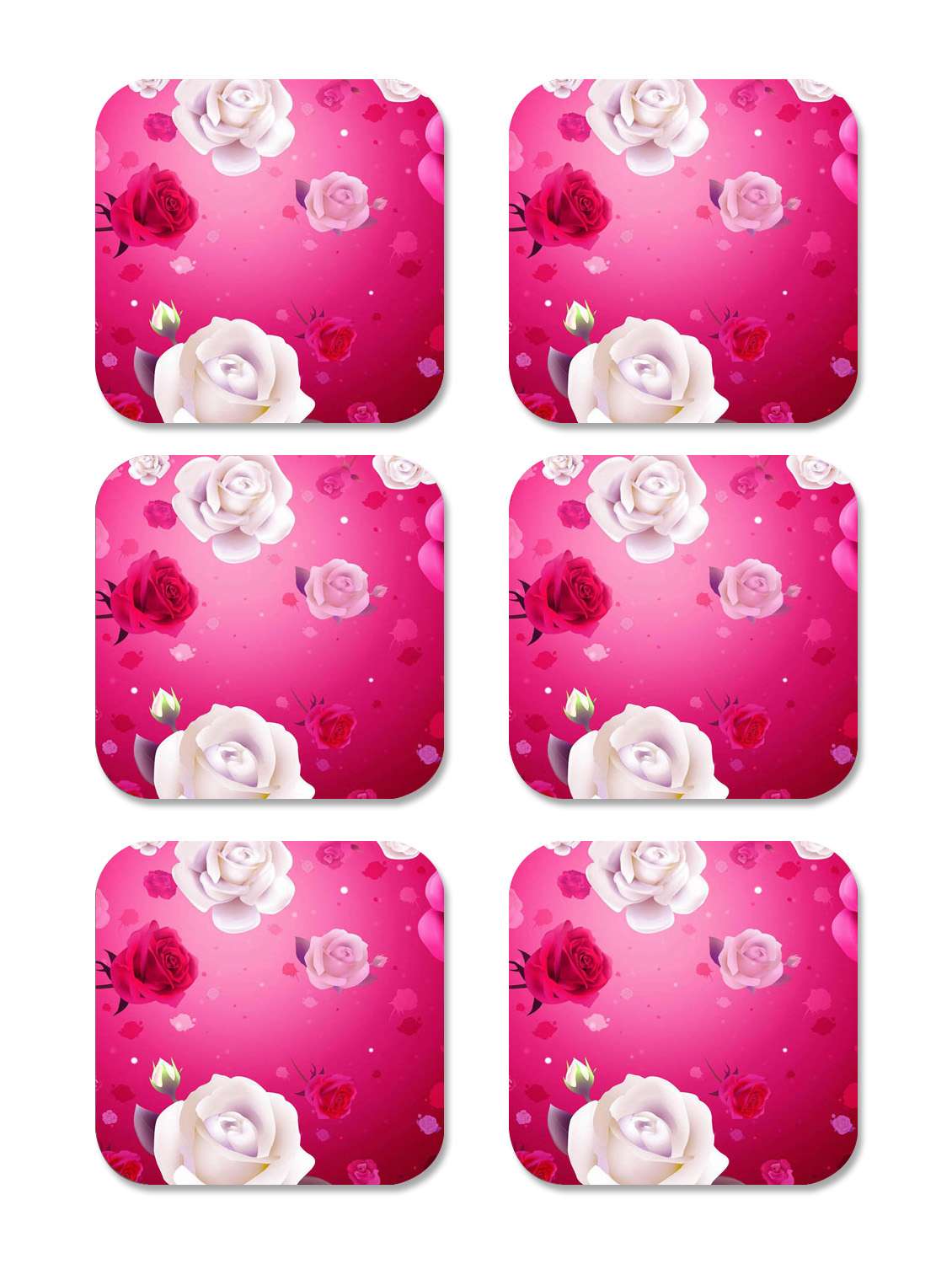 spectacular rose wooden coaster-set of 6