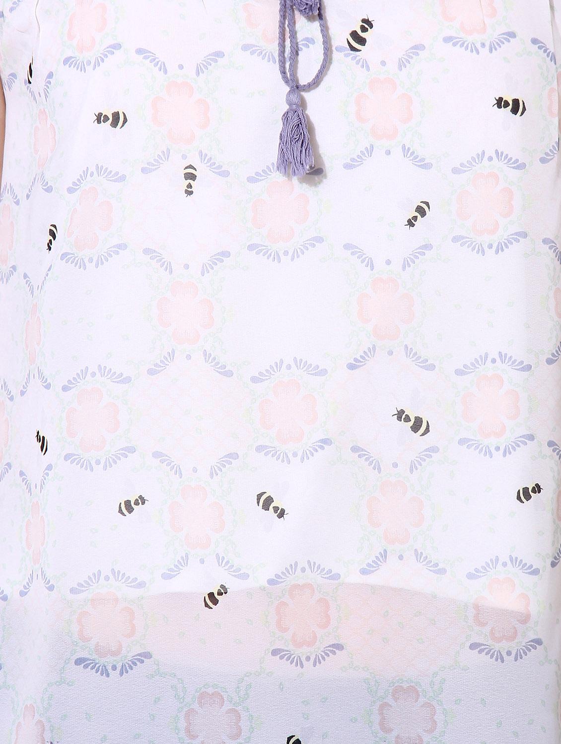 smocked yoke tie up neck top - 9979596 - Standard Image - 3