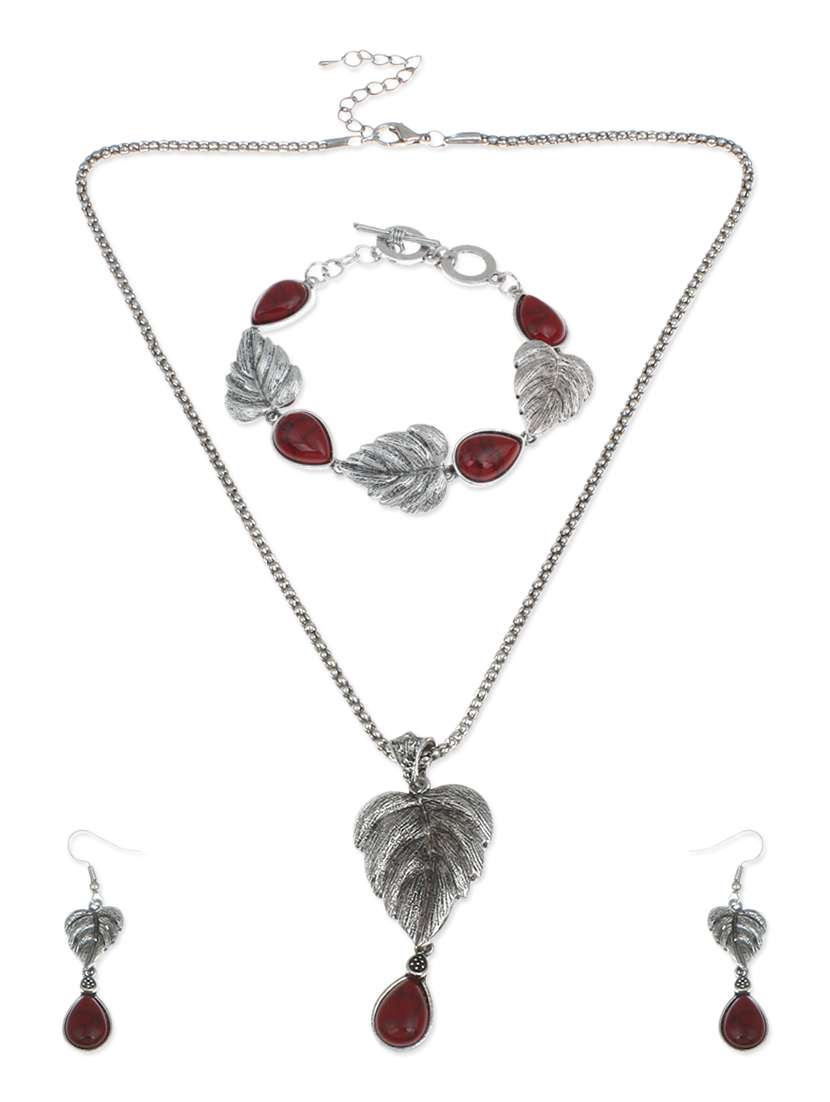 formal shaped red turquoise stone jewelry set