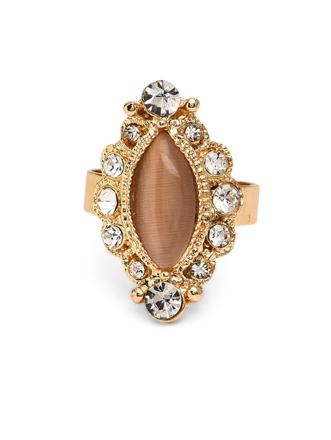 gold pink peach finger ring